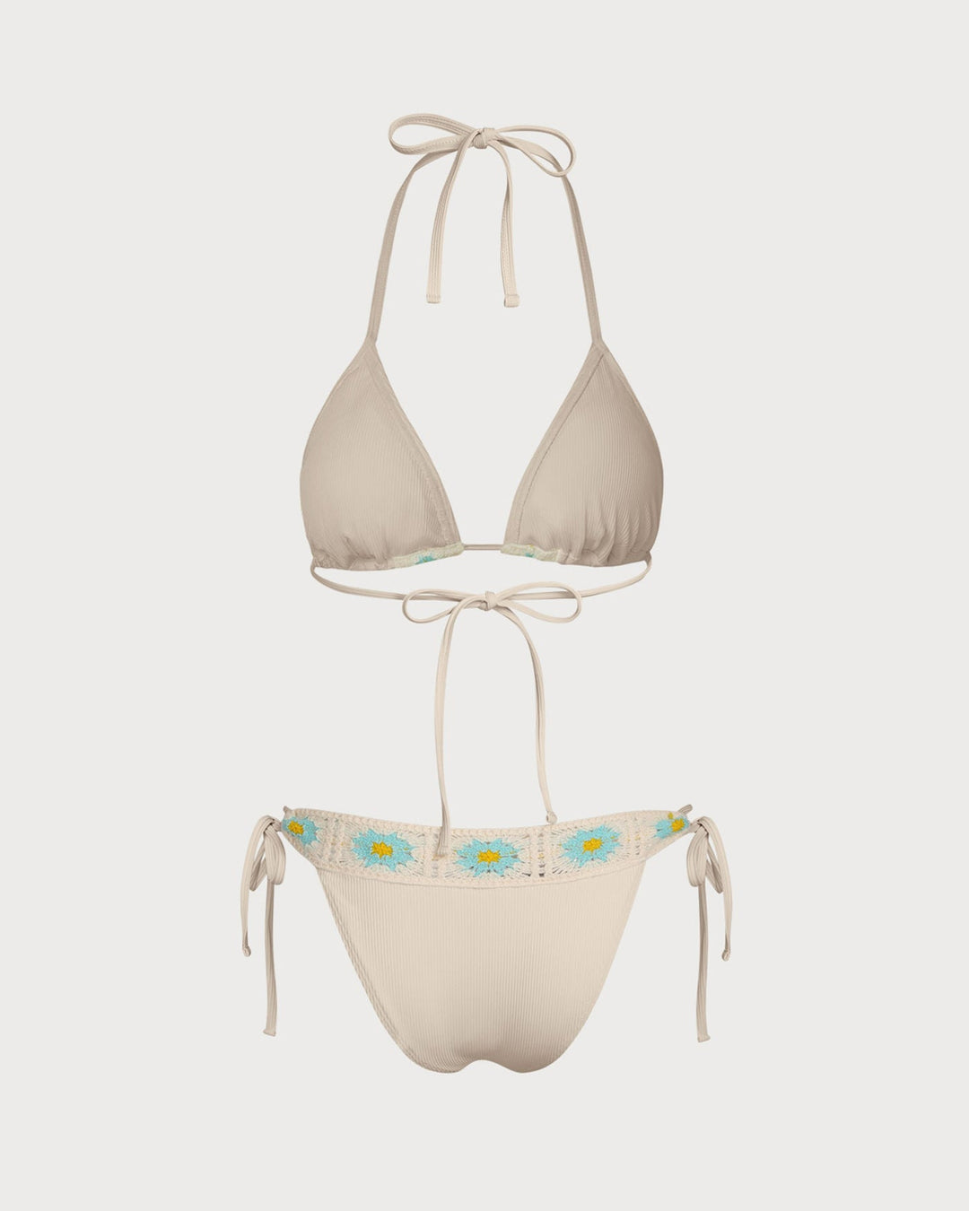 Ensemble de Bikini Triangle Contrastant en Khaki