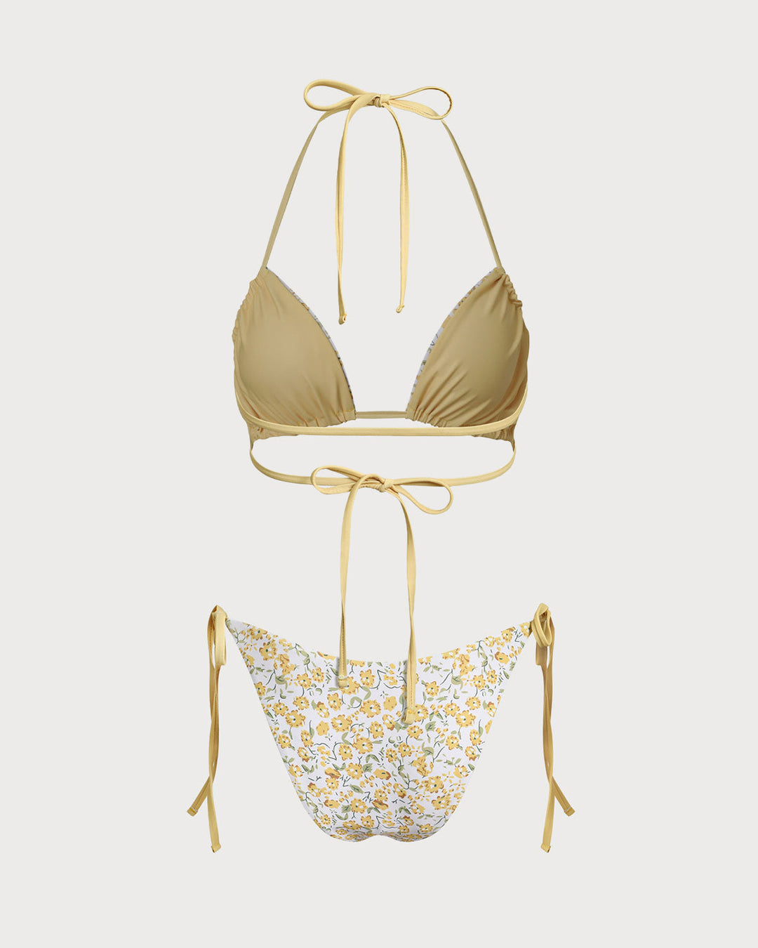 Ensemble de Bikini Triangle Floral Jaune