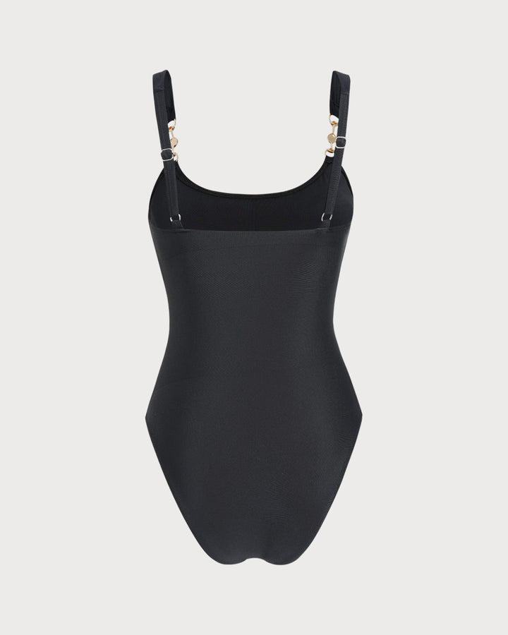 Maillot de Bain Bandeau Noir à Encolure U