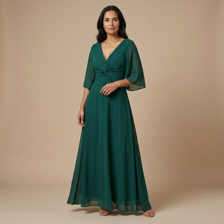 Lucía - Robe en chiffon avec décolleté en V