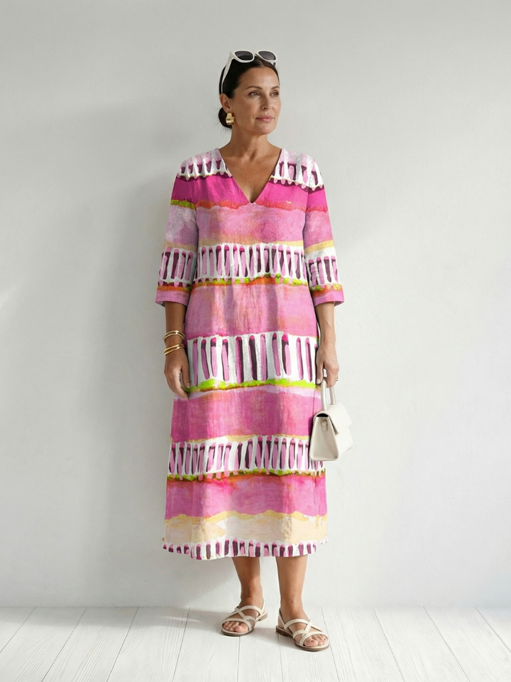 Calla | Robe Midi à Rayures à Flux Facile