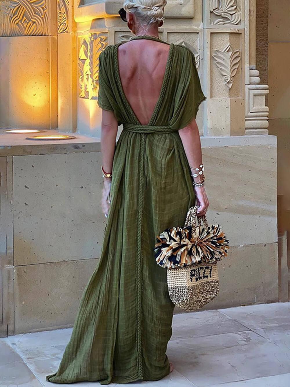 Elena | Kimono Drapé, Robe Maxi Fendue