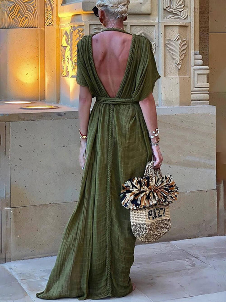 Elena | Kimono Drapé, Robe Maxi Fendue