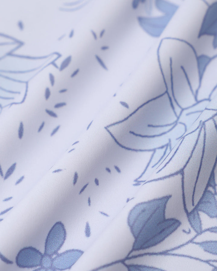 Ensemble de Tankini à Fleurs Bleues avec Nœud à l'Avant