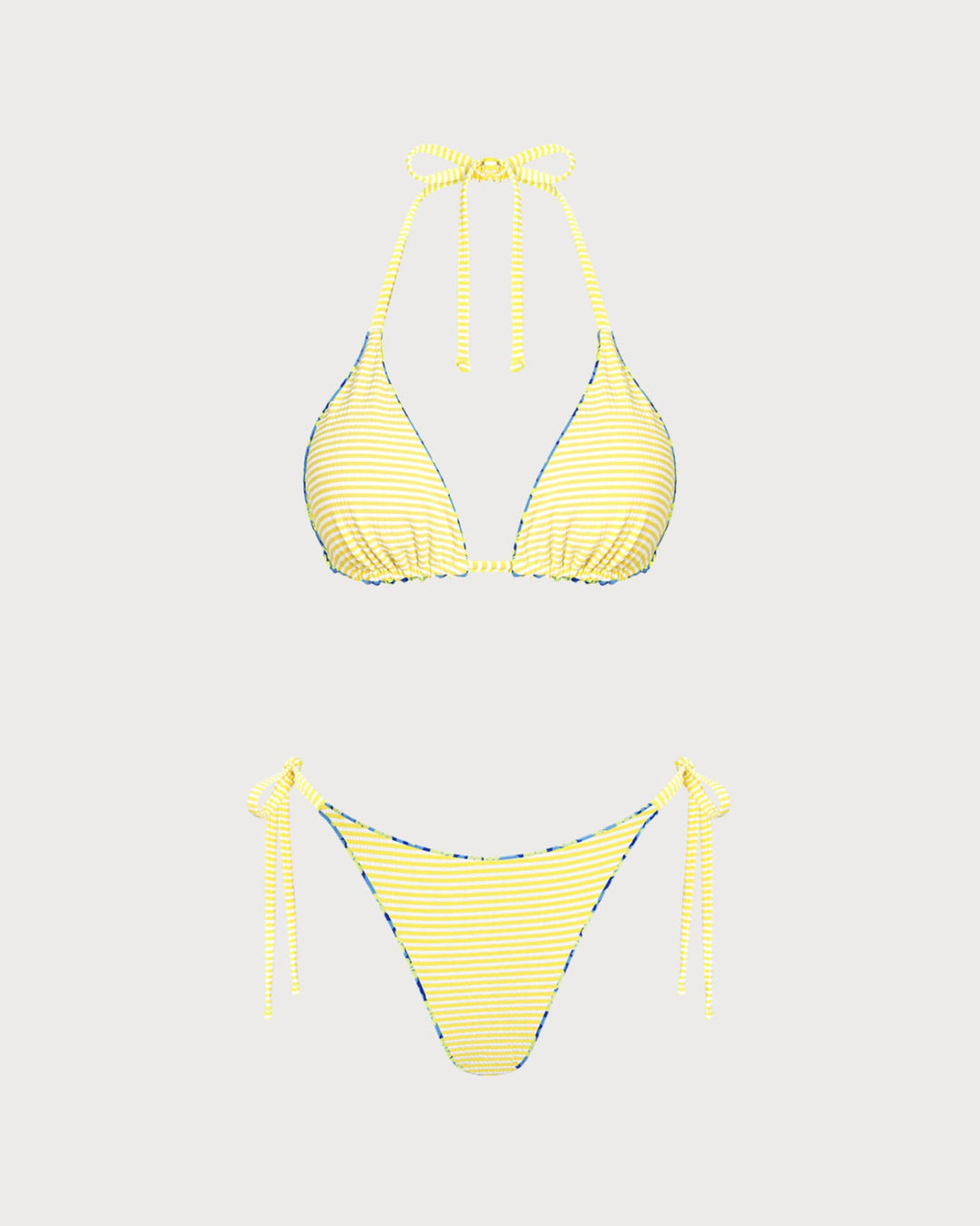 Ensemble de bikini réversible floral bleu à col halter