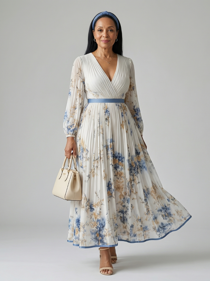 Eva | Robe midi croisée plissée