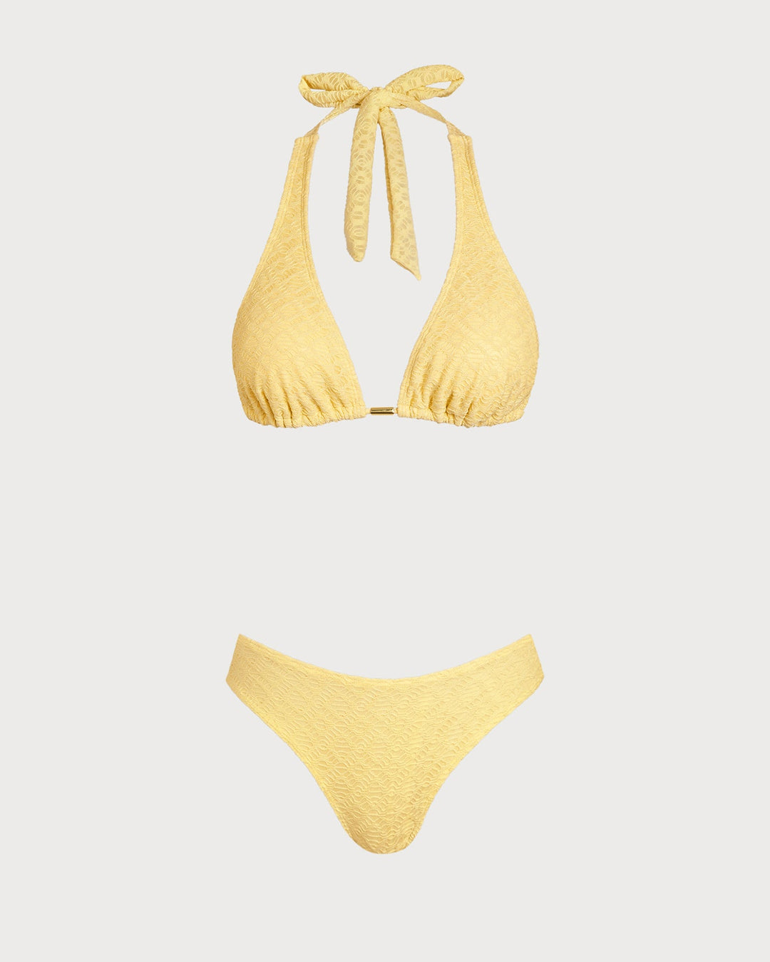 Ensemble de Bikini Texturé Jaune en Jacquard