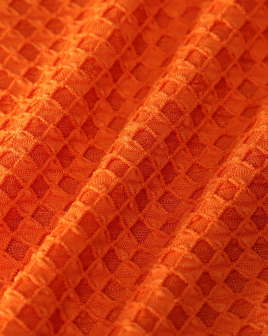 Ensemble de Bikini Texturé à Taille Élastique Orange