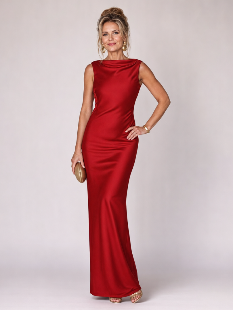 Virella | Robe Maxi Sans Manches à Col Bateau Ajustée