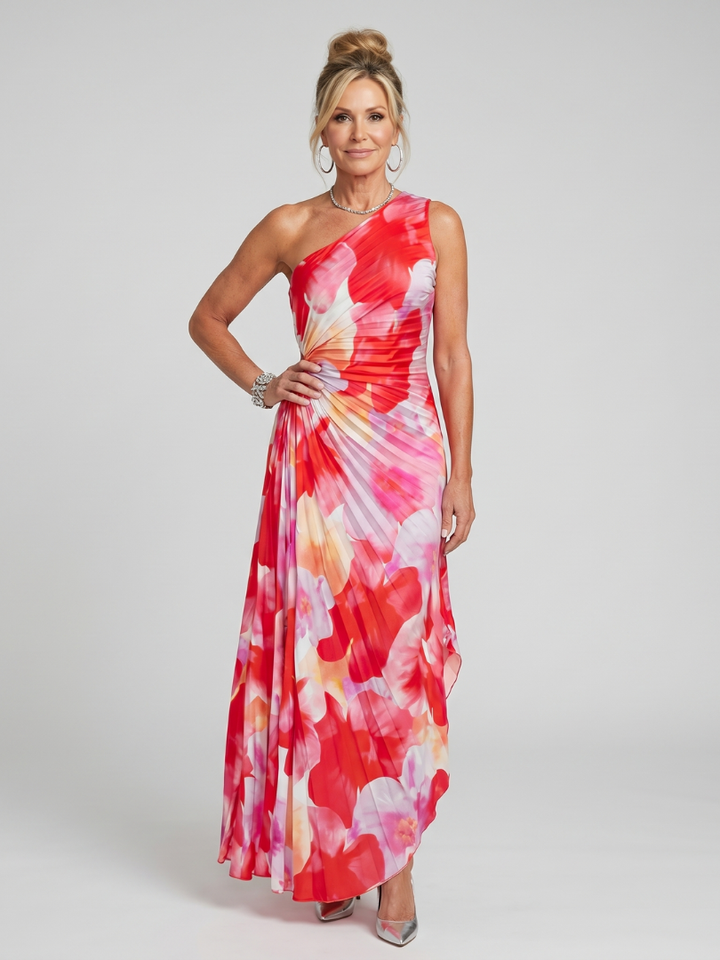 Taya | Robe Midi à Bustier Plissé à Une Épaule