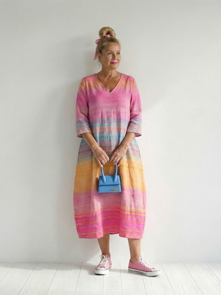 Blake | Robe Midi Rayée en Dégradé
