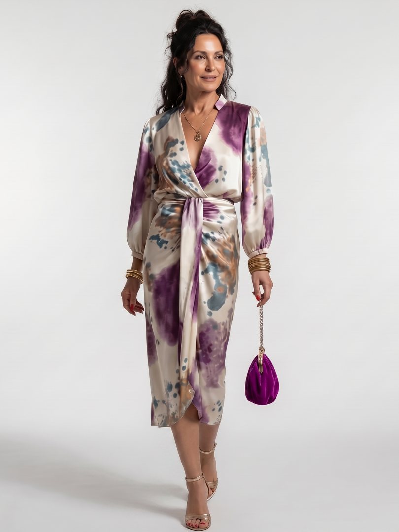 Valentina | Robe midi imprimée à nouer à la taille