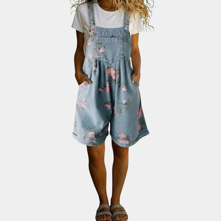 Joan | Salopette florale en denim doux effet coton vintage