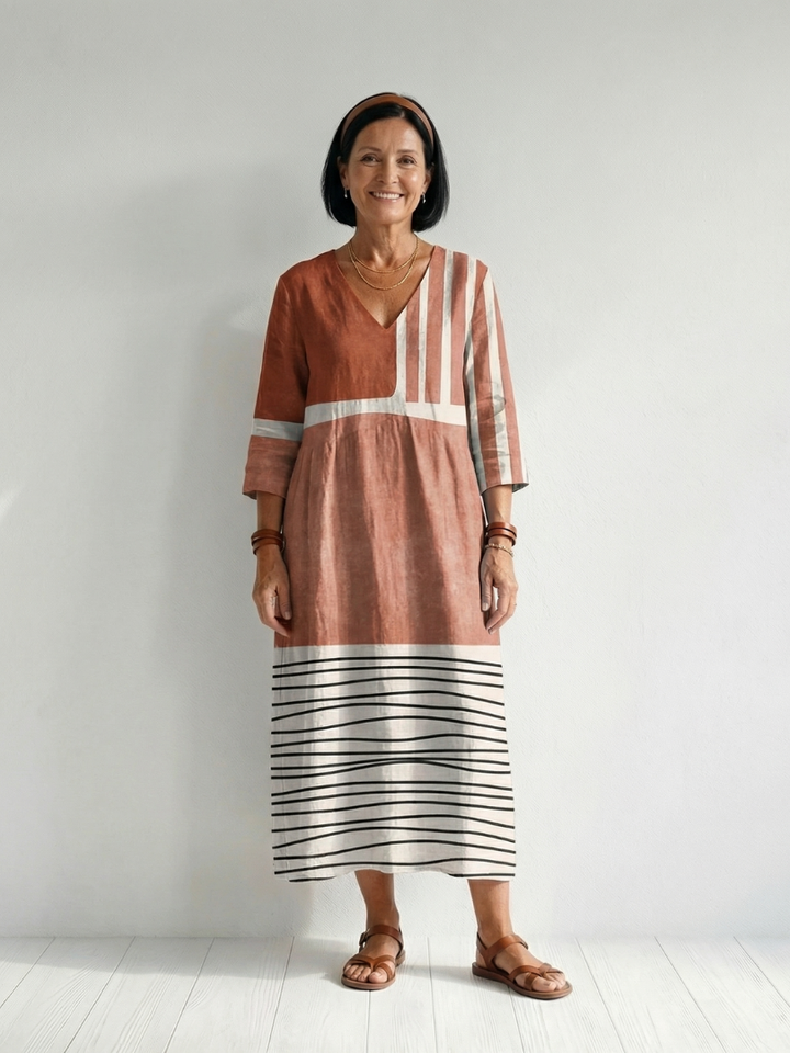 Remy | Robe Midi à Rayures Mixtes