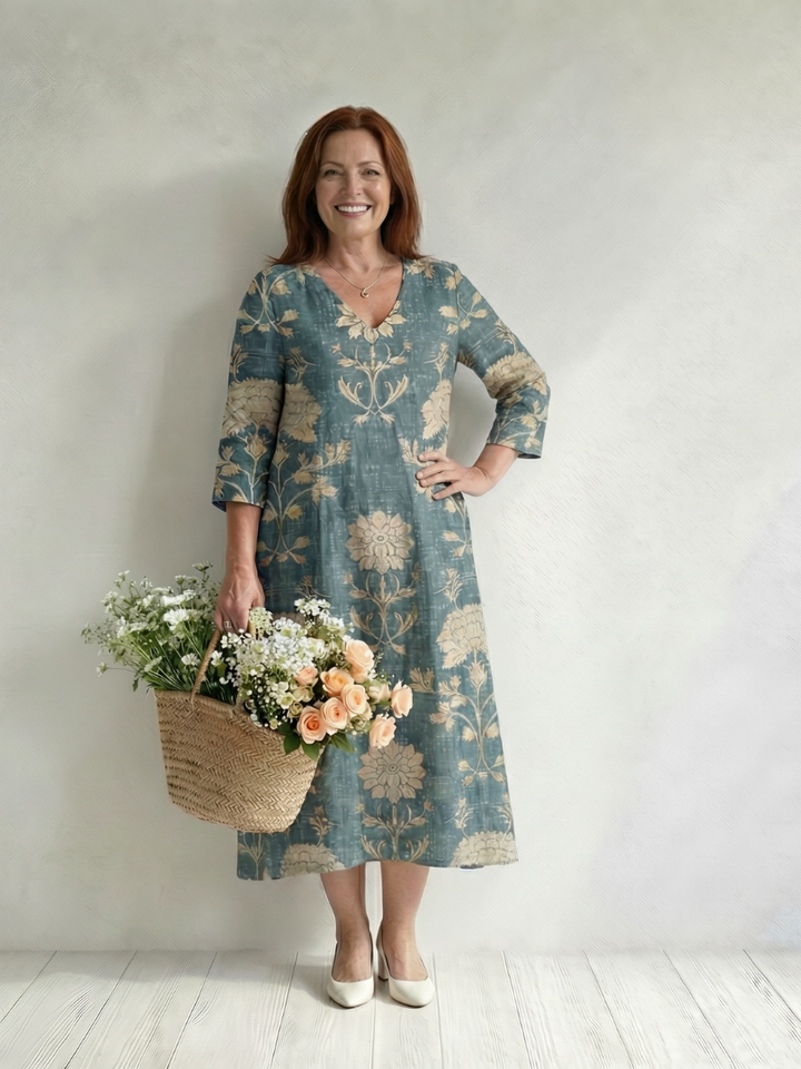 Skye | Robe Midi Fleurie à Forme Douce