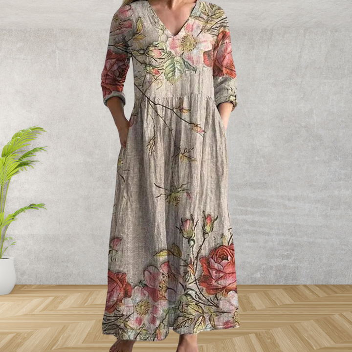 Yulya™ | Robe Midi Florale Élégante