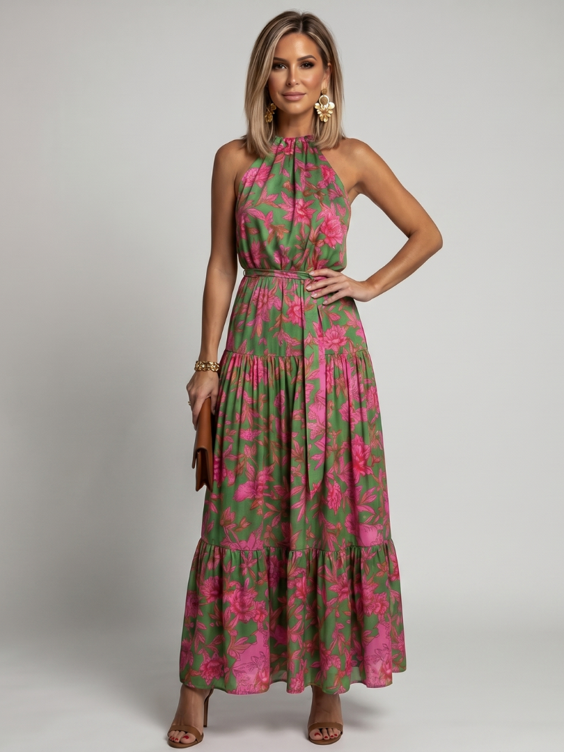 Rowen | Robe Midi Drapée à Encolure Halter