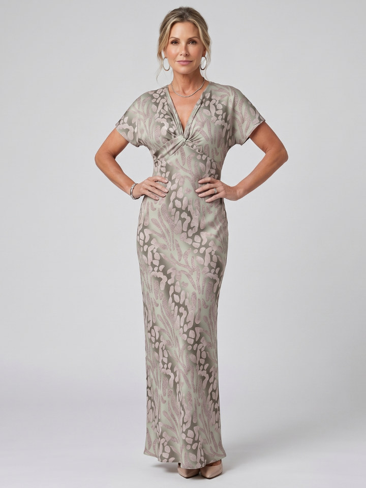 Astra | Robe maxi à manches courtes avec motif abstrait