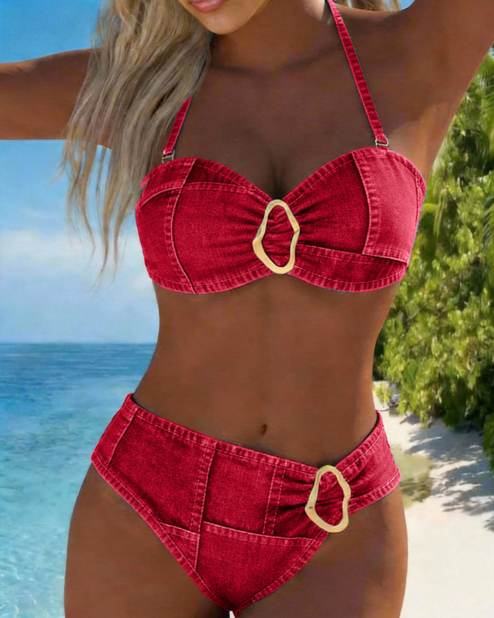 Patricia | Bikini à bretelles avec boucle en métal en deux pièces