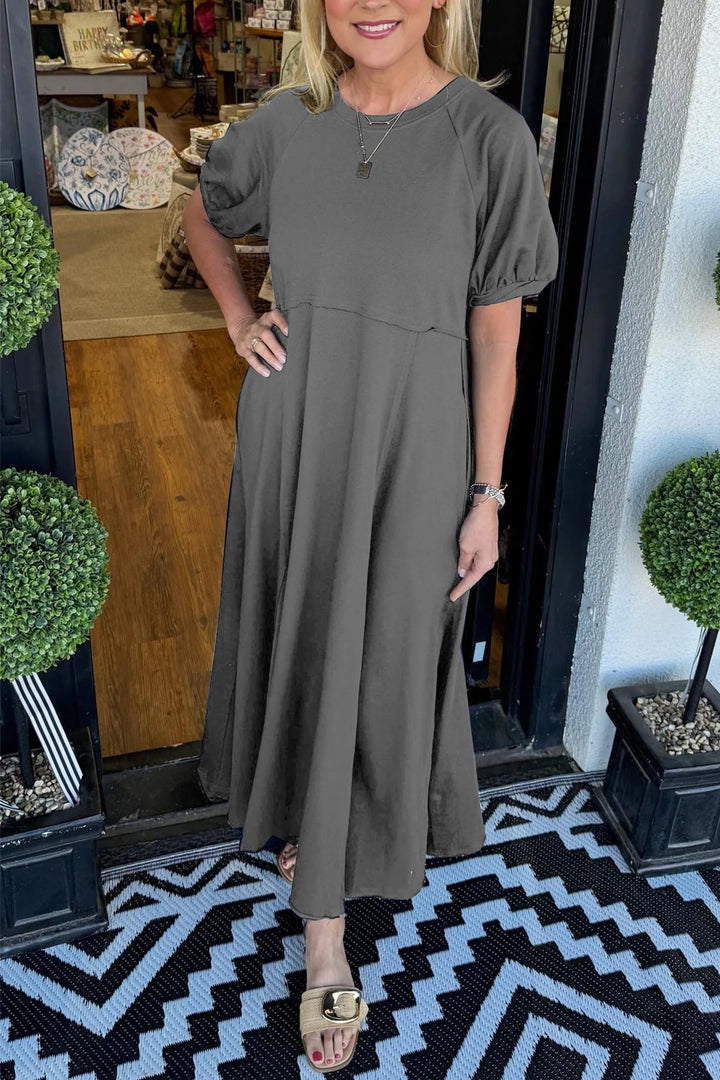 Robe Maxi Chic à Manches Bouffantes