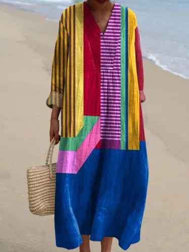 Robe Imprimée Géométrique Rétro