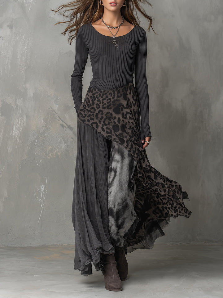 Sophia | Robe longue style bohème avec imprimé léopard