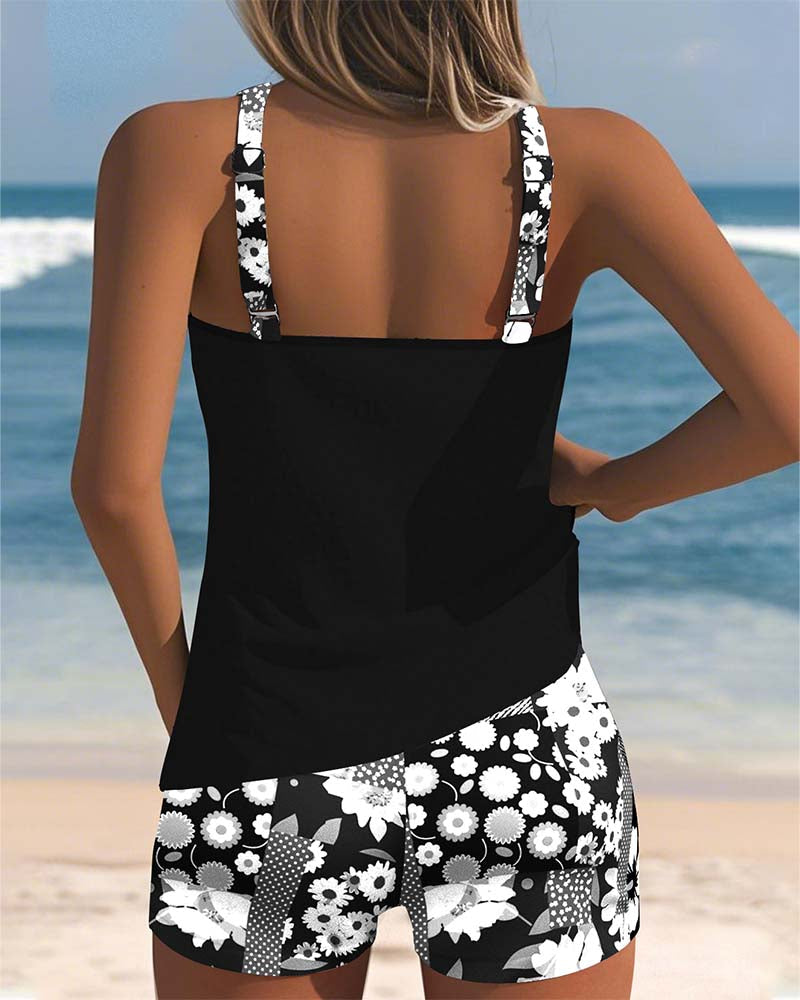 Nanet - Ensemble de Tankini Imprimé avec Shorts