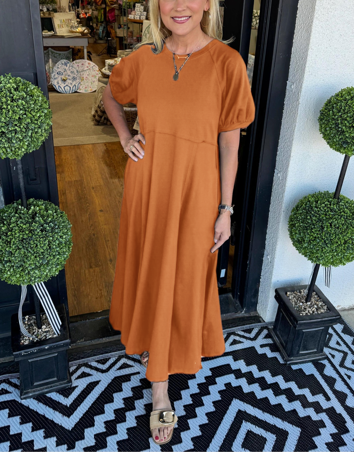Robe Maxi Chic à Manches Bouffantes