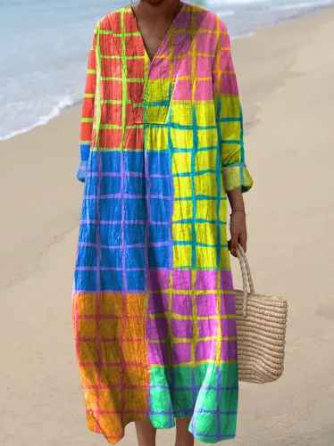 Robe Imprimée Géométrique Rétro