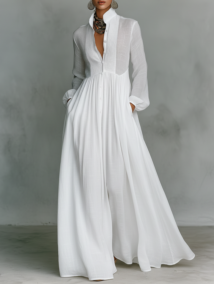 Serena | Robe Maxi à Boutons Flottante