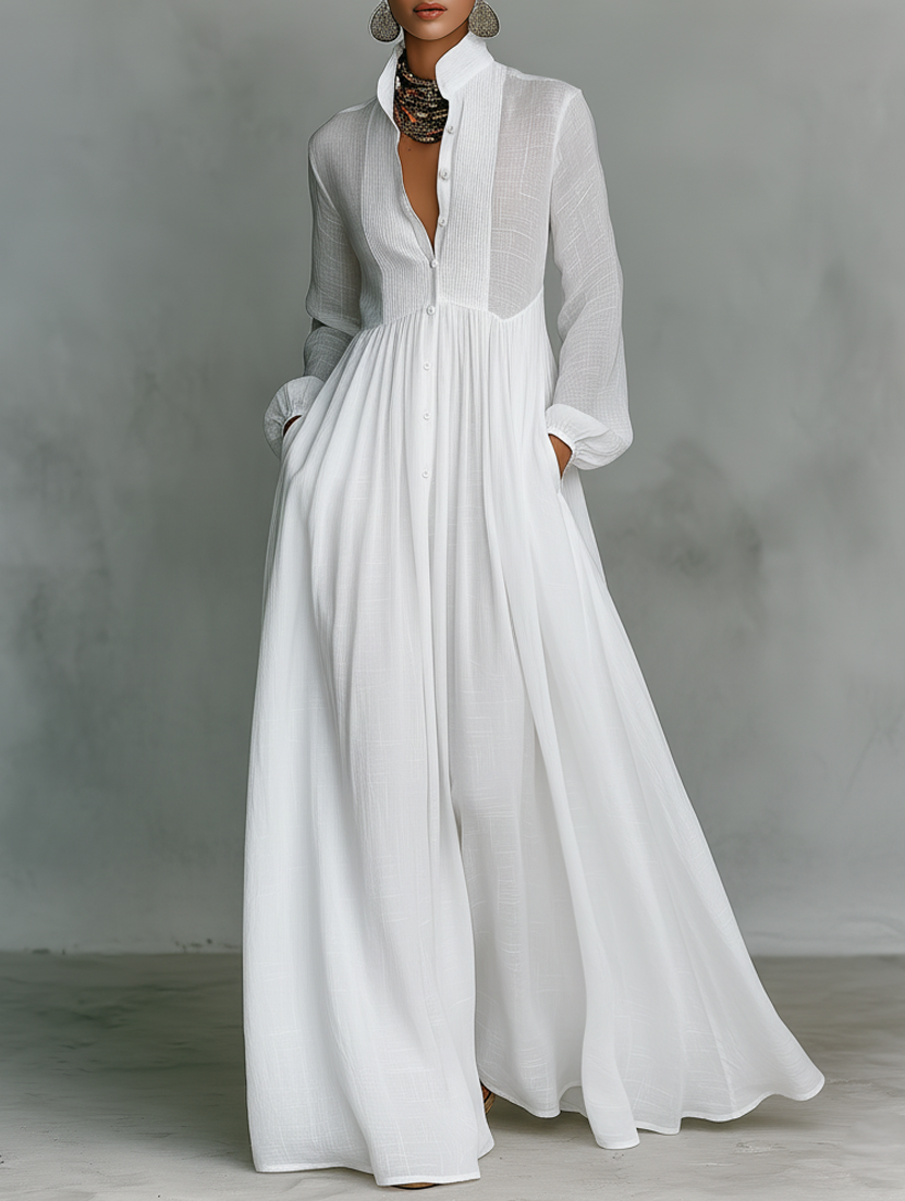 Serena | Robe Maxi à Boutons Fluides