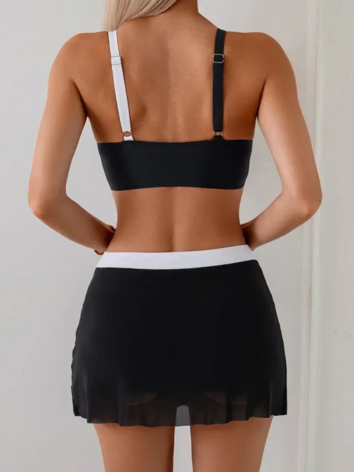 Vivian | Ensemble de bikini color block avec jupe de bain