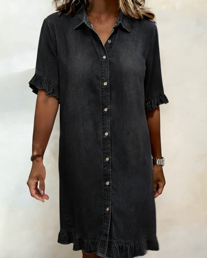 Belinda| Robe en denim confortable avec des fronces flatteuses