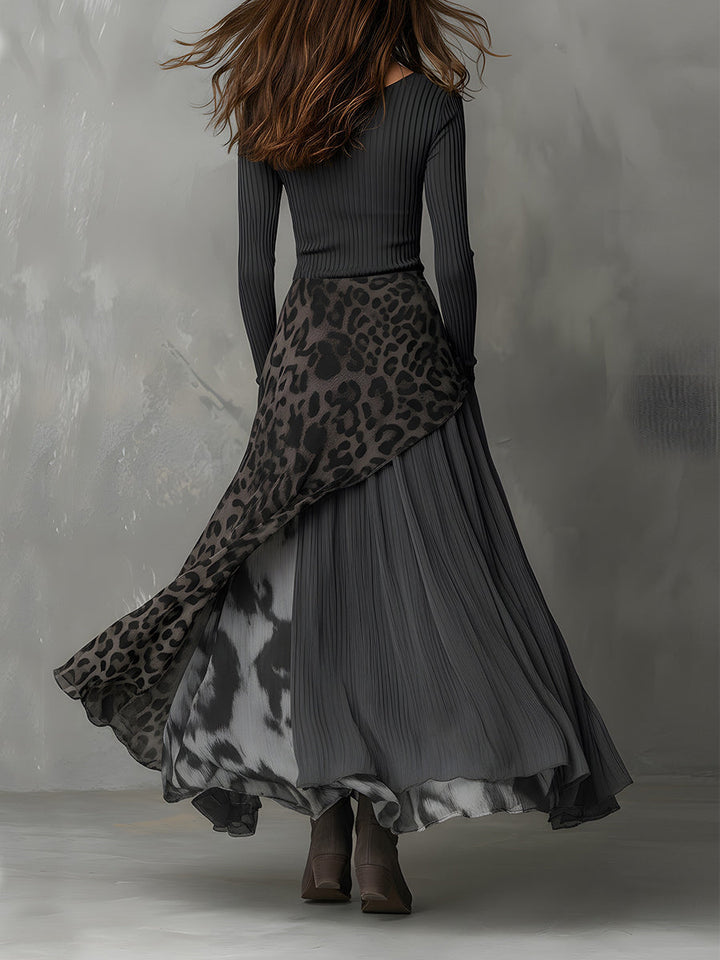 Sophia | Robe longue style bohème avec imprimé léopard