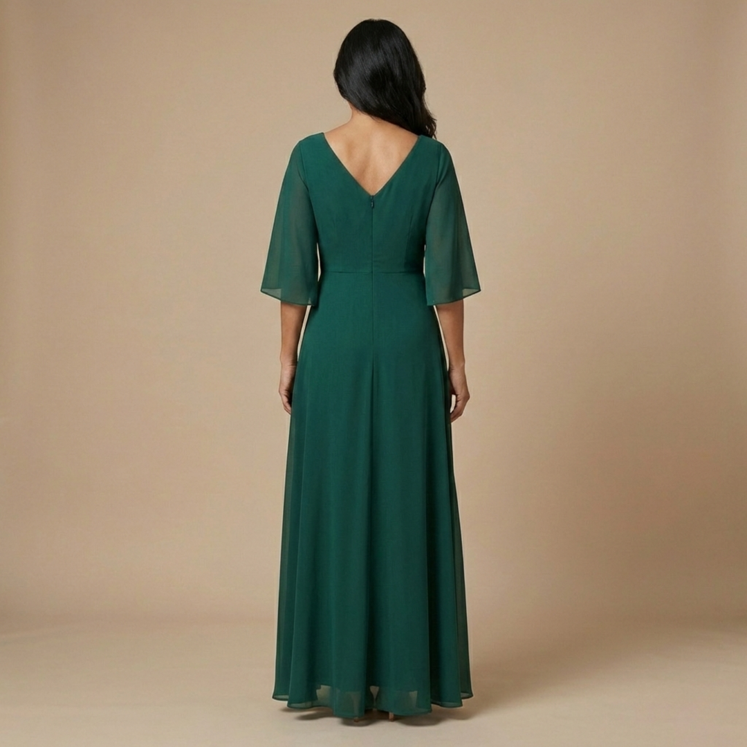 Lucía - Robe en chiffon avec décolleté en V