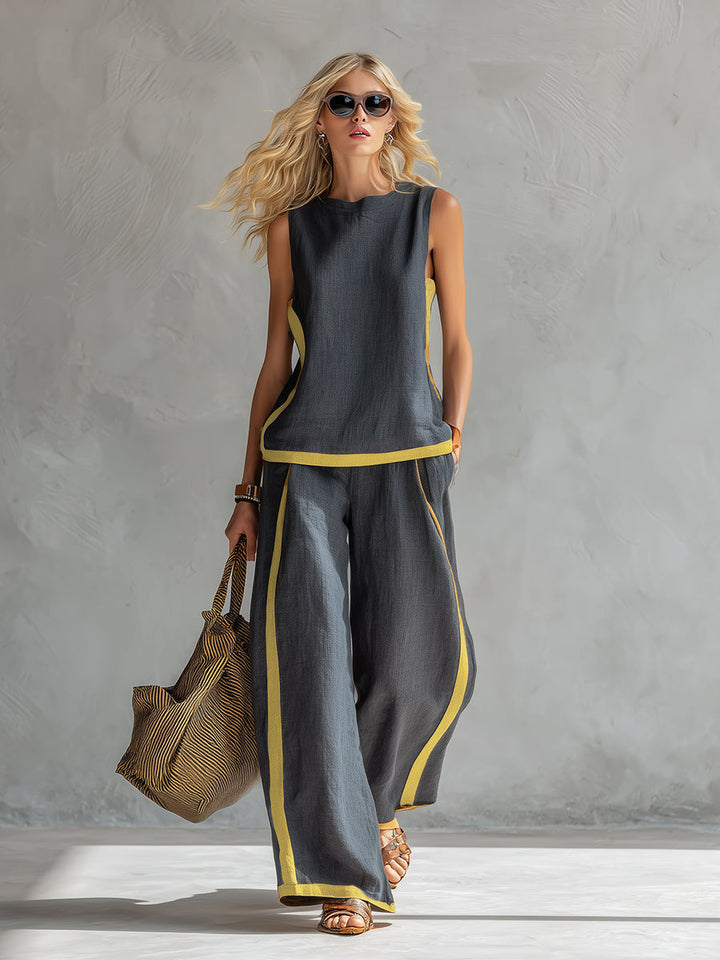 Marlene | Ensemble d'Été Élégant à Pantalon Large en Deux Pièces