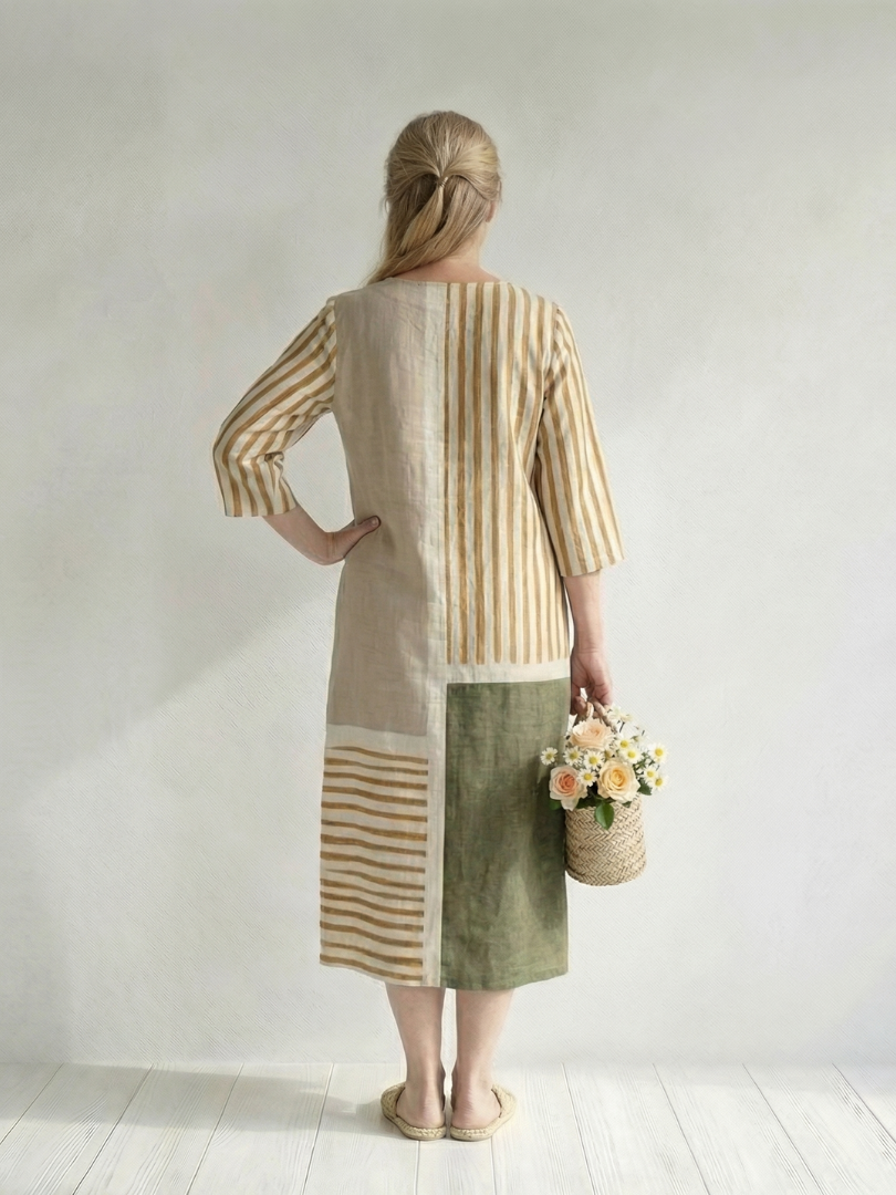 Soren | Robe Midi à Rayures Mixtes Légères