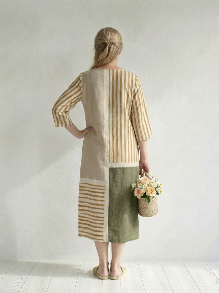 Soren | Robe Midi à Rayures Mixtes Légères