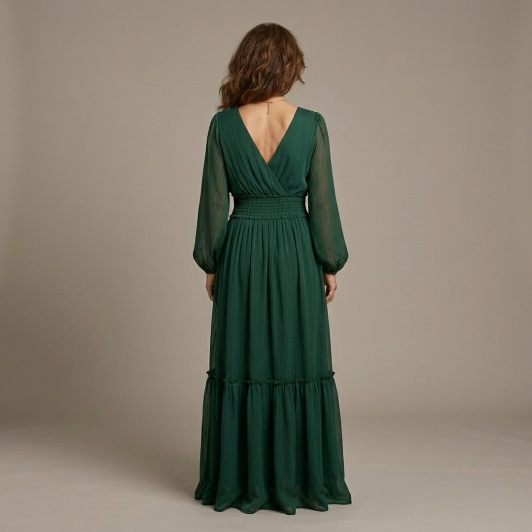 María - Robe en chiffon avec décolleté en V