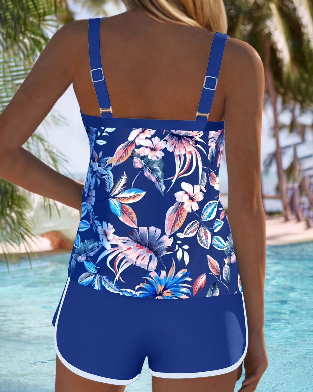 Imke | Tankini Imprimé Sans Manches Col U
