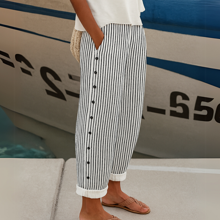 REA | Pantalon Casual Rayé Confortable