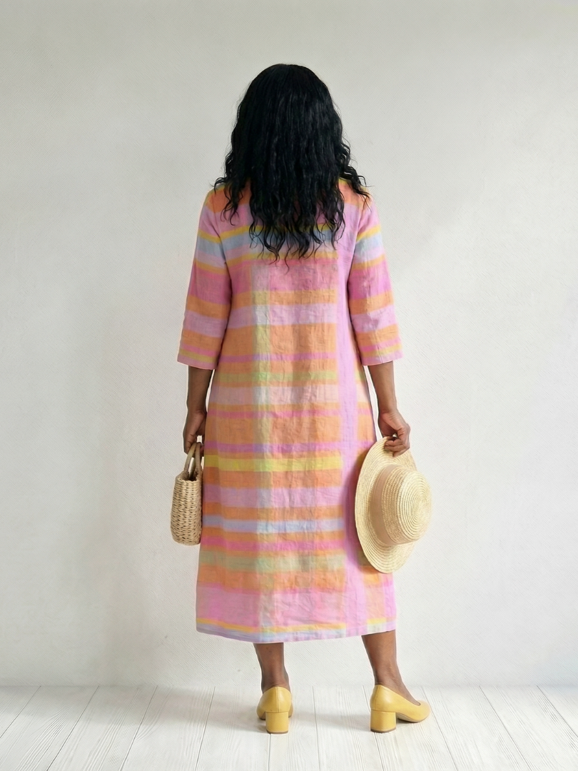 Tessa | Robe Midi à Rayures Drapeau Facile