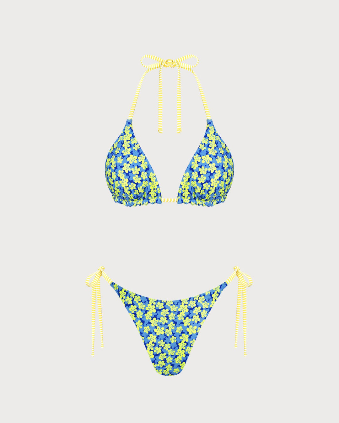 Ensemble de bikini réversible floral bleu à col halter