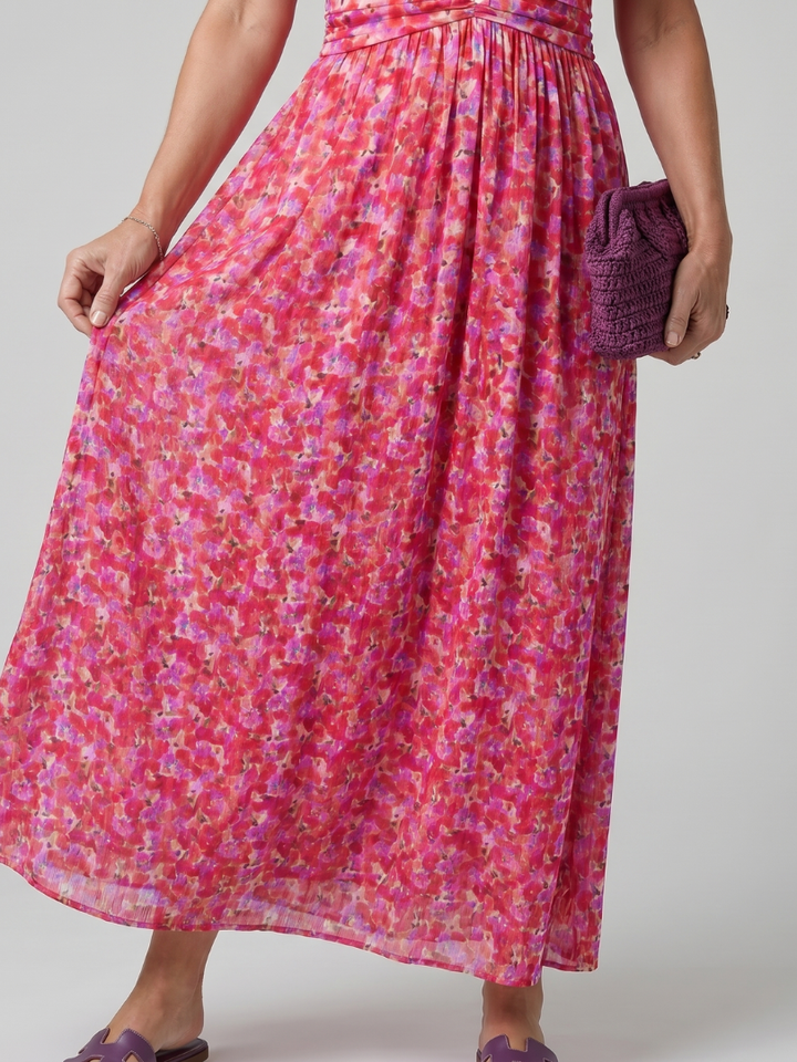 Juna | Robe midi à manches courtes avec imprimé floral