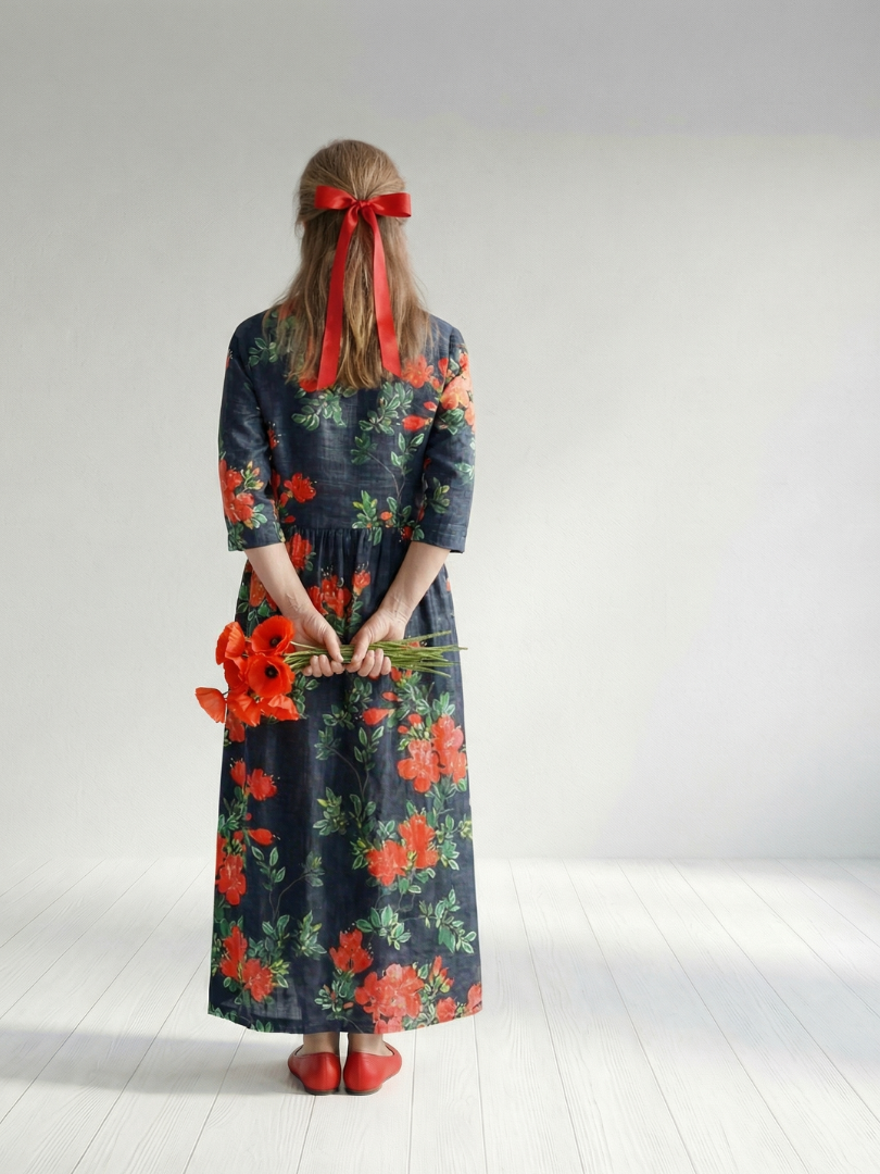 Cyrus | Robe Midi Florale Drapeau Calme