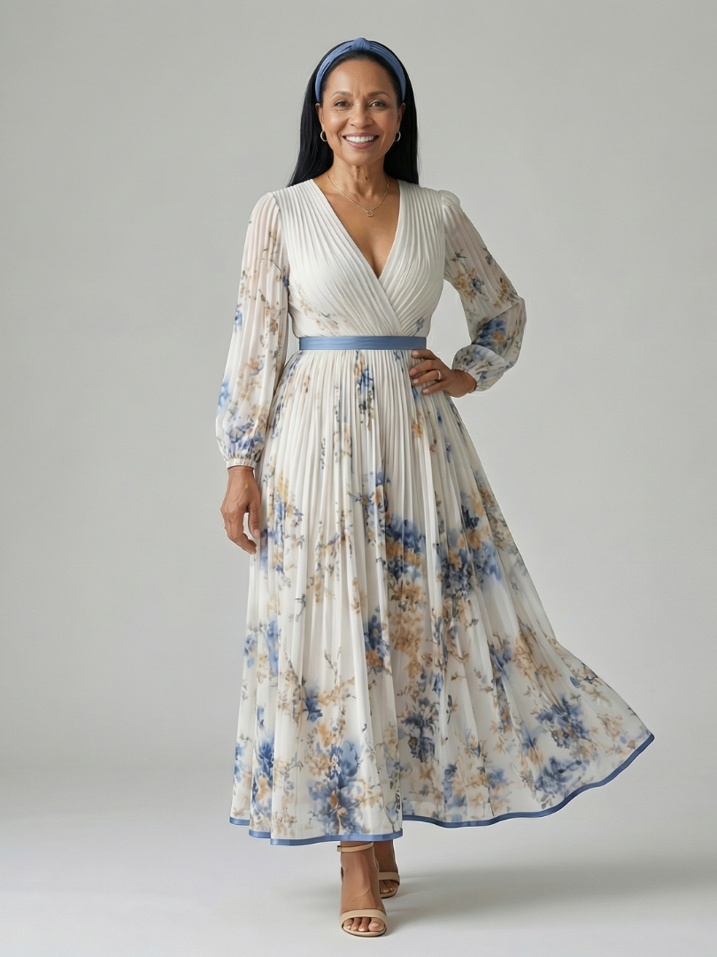Eva | Robe midi croisée plissée