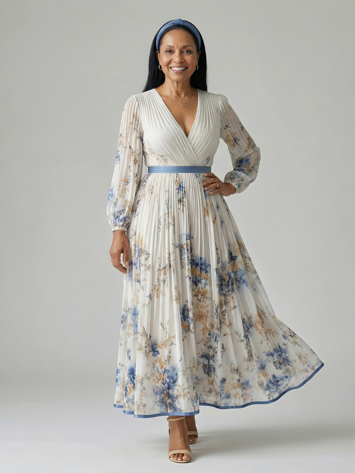 Eva | Robe midi croisée plissée