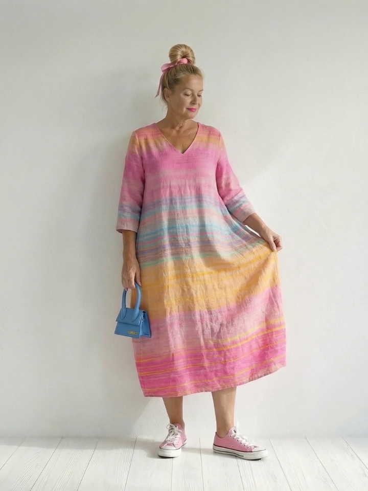 Blake | Robe Midi Rayée en Dégradé