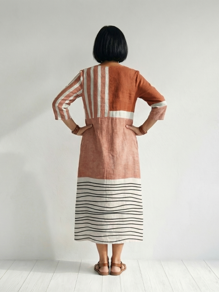 Remy | Robe Midi à Rayures Mixtes