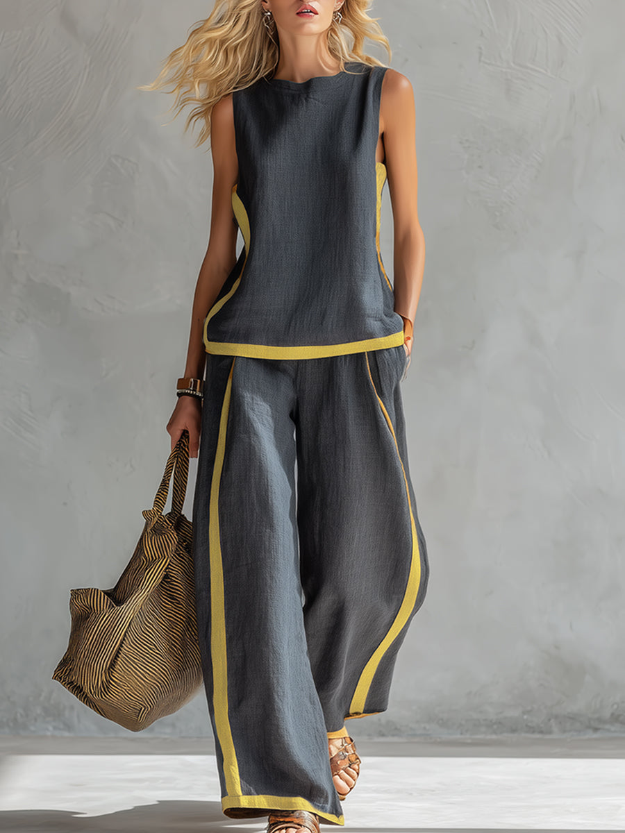 Marlene | Ensemble d'Été Élégant à Pantalon Large en Deux Pièces